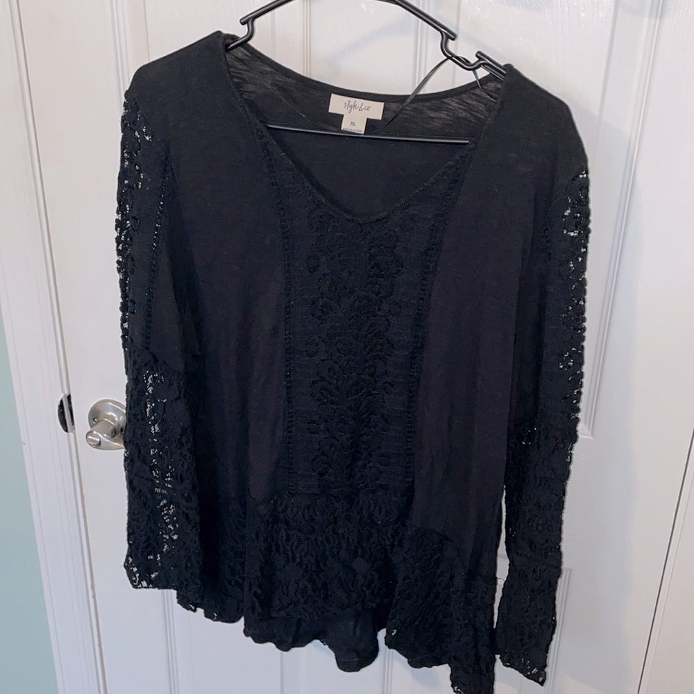 Style & Co long sleeve lace top XL